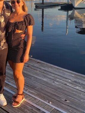 PrettyLittleThing Black and White Polka Dot Mini Dress